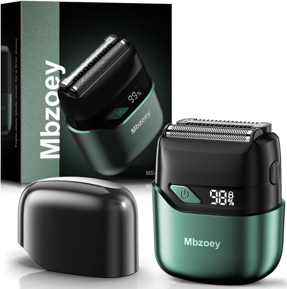 Mbzoey Electric Foil Shavers for Men. Mini Electric Razor.  Emerald Green